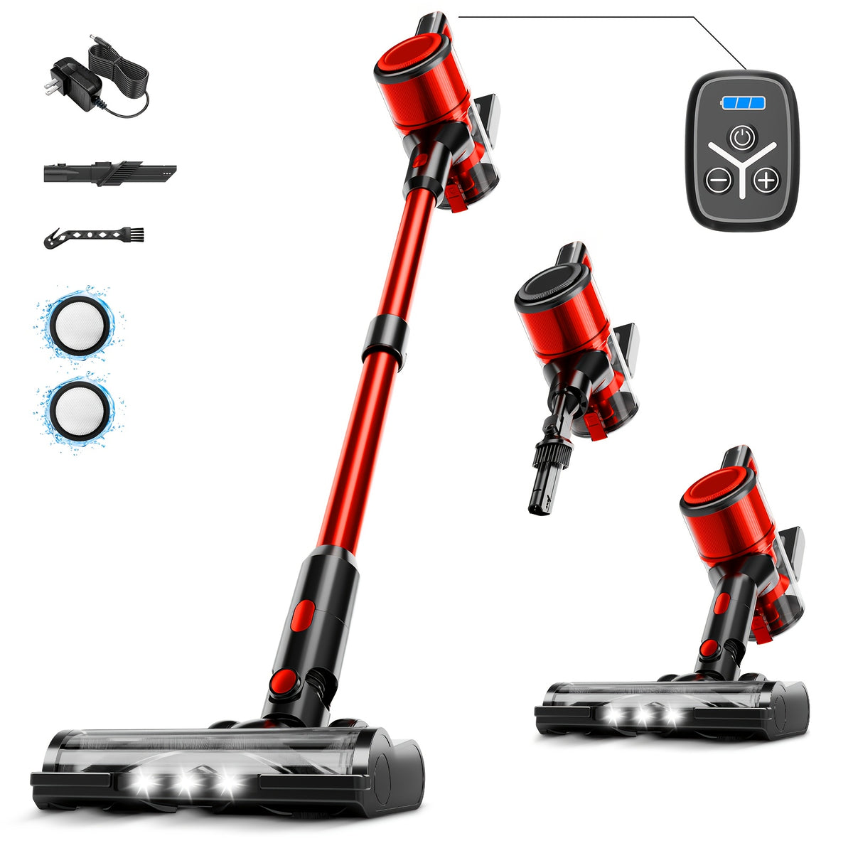 45-70Kpa Powerful Vacuum Cleaner Kits (Corded / Cordless) & Motor Only Option Available, Stick Vacuum with 45min Runtime, Anti-Tangle Vacuum Cleaners, 50.72oz Dust Cup, Rechargeable Corded and Wireless Vacuum for Hardwood Floor Carpet Pet Hair