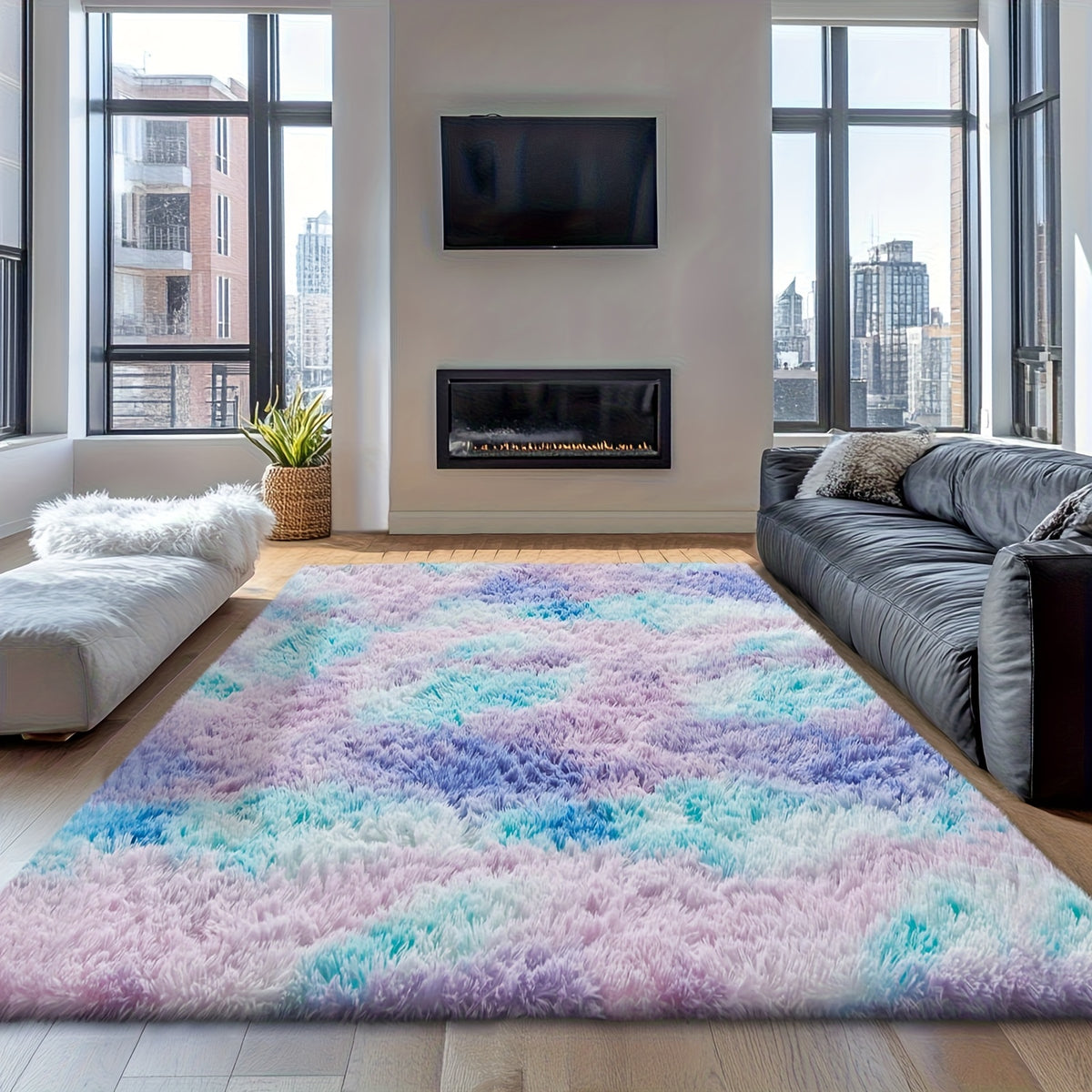 Rugs for Living Room, Super Soft Fluffy Shaggy Area Rugs for Bedroom, Cozy Floor Mats, Plush Indoor Carpet for Kitchen, Faux Rug for Room, Home Decor, Housewarming Gift, Door Mat