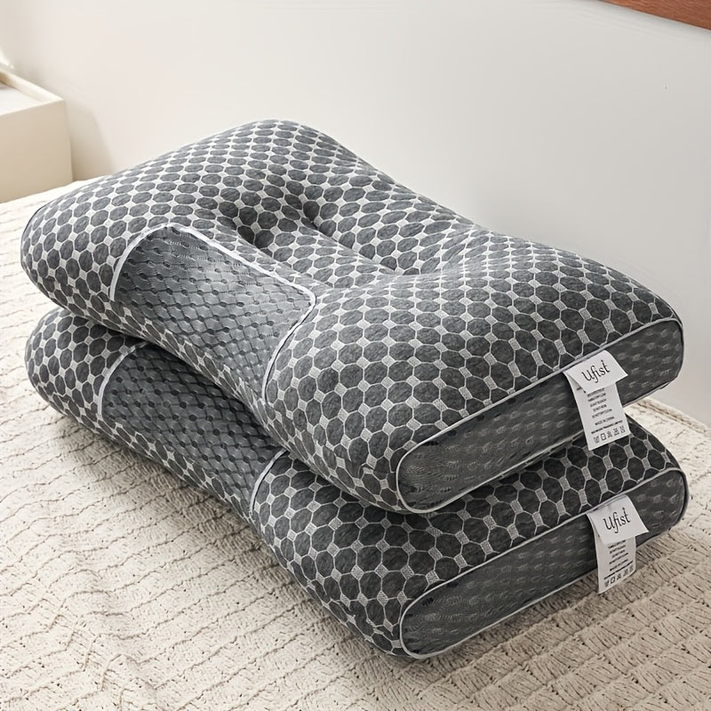 2pcs Massage Neck Pillows Adjustable Ergonomic Contour Support, High-Quality Pillow Core with Removable Zippered Cover, All-Season Sleeping Comfort, Neck And Shoulder Massager, Modern Pillow Design, Breathable Fabric