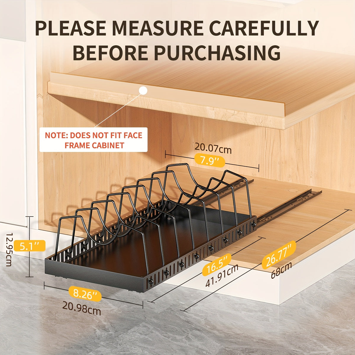 1/2pcs Pull-Out Pot And Pan Storage Box for Cabinets, Kitchen Sliding Lid Rack And Pan Holder, Cabinet Sliding Storage Box for Storing Lids, Baking Tools, And Plates, 8/16 Adjustable Dividers, Kitchen Decor And Accessories.