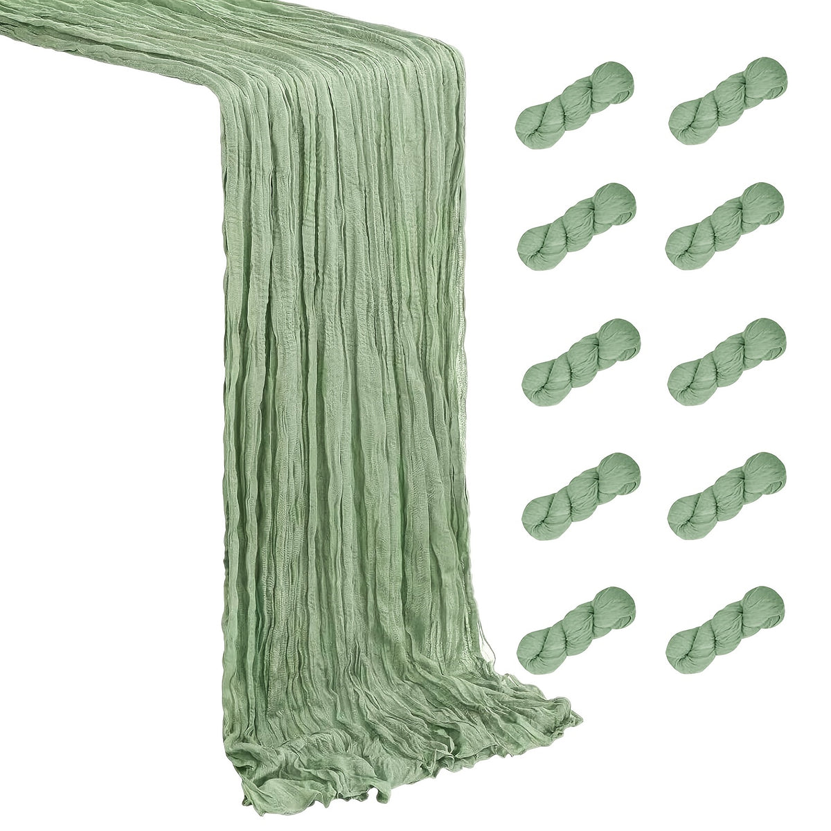 10pcs Pcs Cheesecloth Table Runner Suitable for Wedding Reception, -Edged Sheer Gauze Table Decor with -Edged Edges, Rectangular Runners for Boho Rustic Bridal Shower, Birthday Party, Graduation, Outdoor Events - Multi-Color
