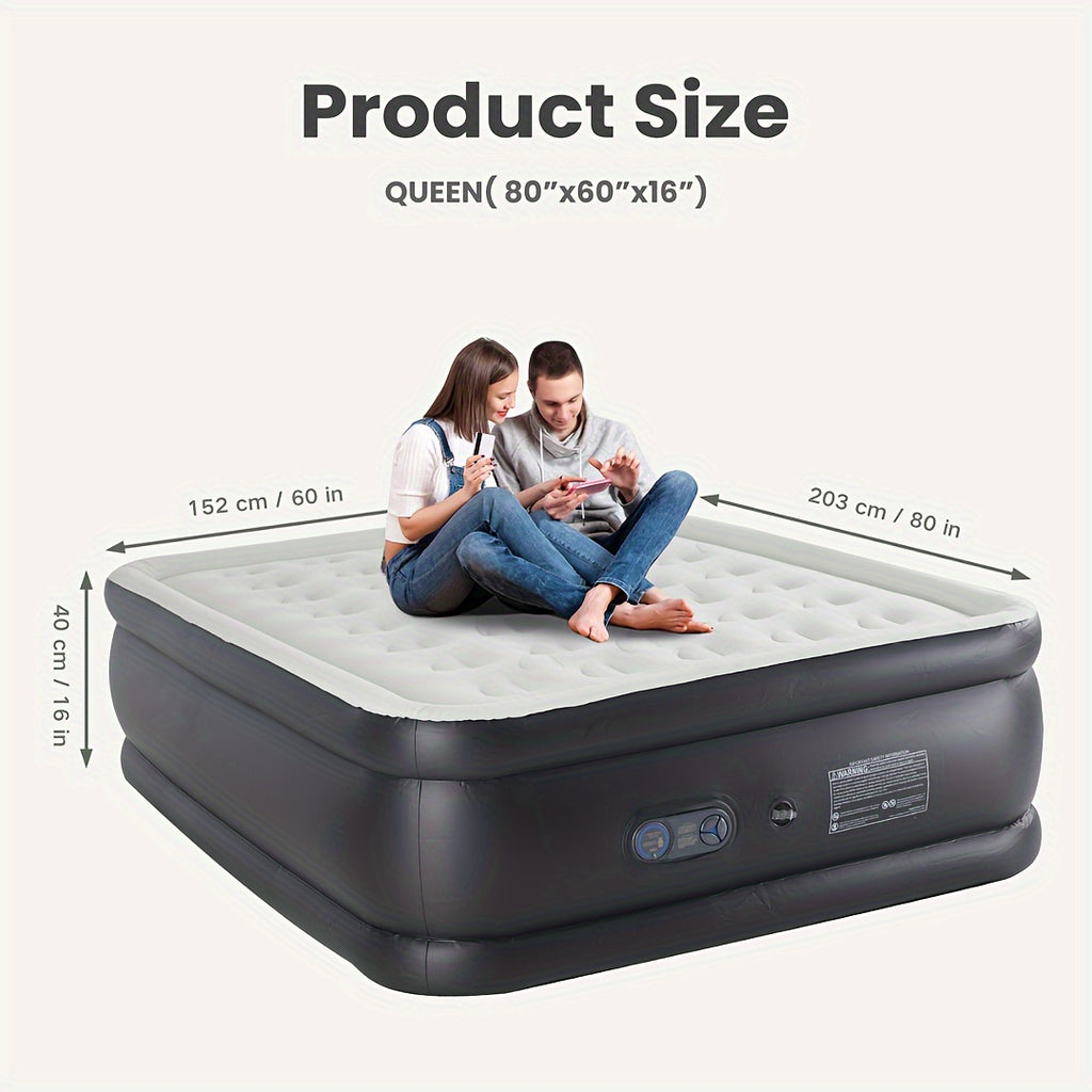 Air Mattress With Coil Beam Support, Plush Velvety Top Non-Slip Bottom For Stability On Smooth Floors And Carpets, Available In Two Sizes And Three Heights, Can Hold Up To 660 Pounds