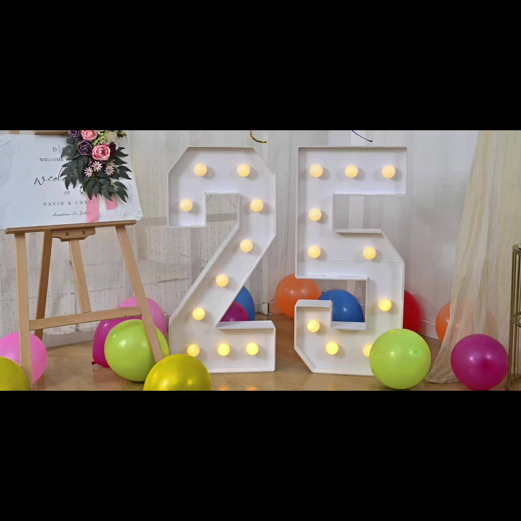3ft Marquee Numbers 0-9 with Mosaic Frame, Decorative Light-Up Numbers with White Foam Cardboard, Lighted Holiday Displays Mosaic Number for Balloons Number Wedding Birthday Anniversary Party Decor,halloween/christmas decor