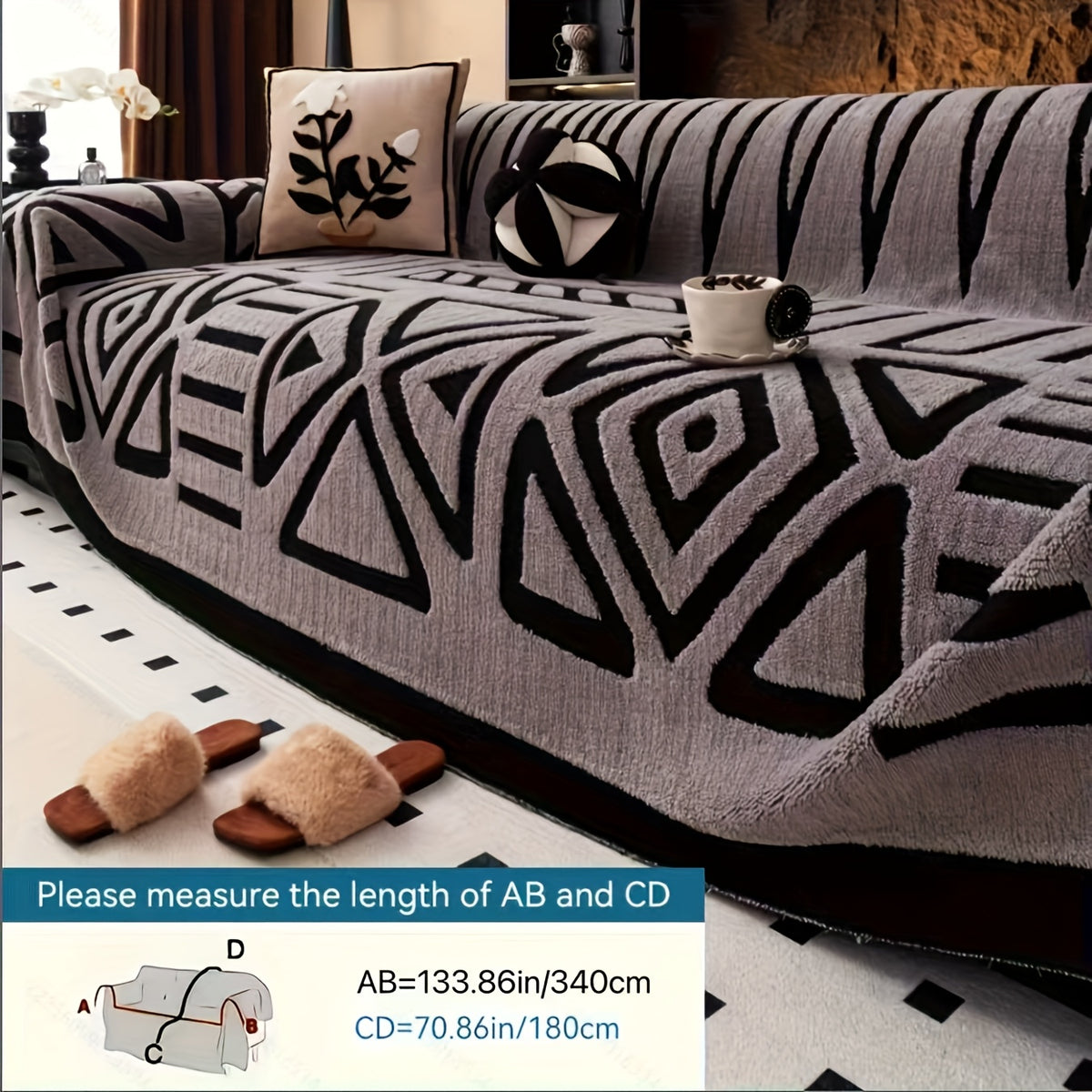 1 New Bohemian Style Sofa Cover Retro Woven Cozy Throw Pet Friendly Slip Resistant Luxury Thick Velvet Couch Cover Machine Washable Soft Plush Decor for Armchair Loveseat 3 Seater 4 Seater Sectional Sofa