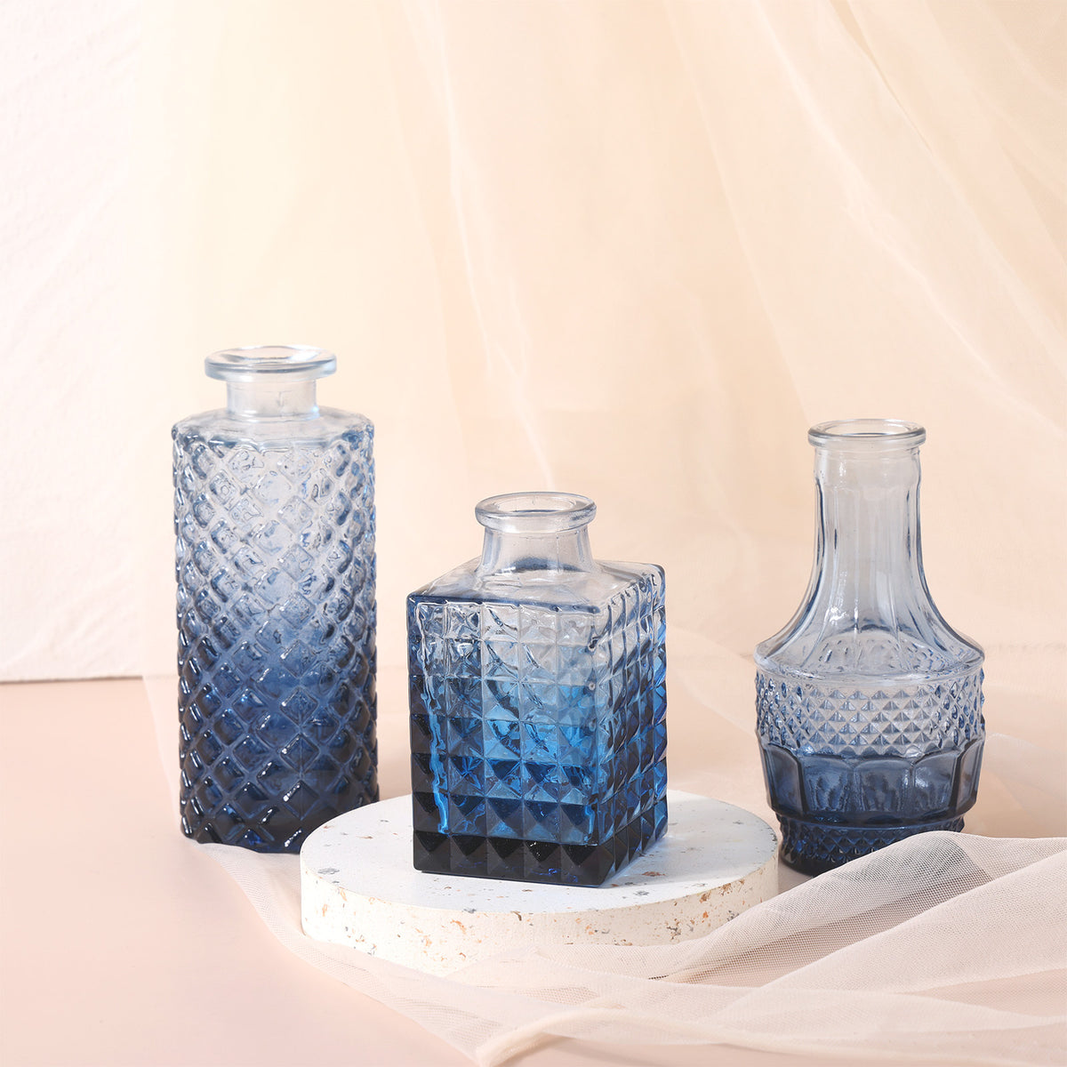 Whonline 18 Pcs Blue Bud Vases for Flowers, Vintage Clear Glass Vases Small Vases for Centerpieces for Home Table Decor Rustic Wedding Decorations, For Halloween and Christmas