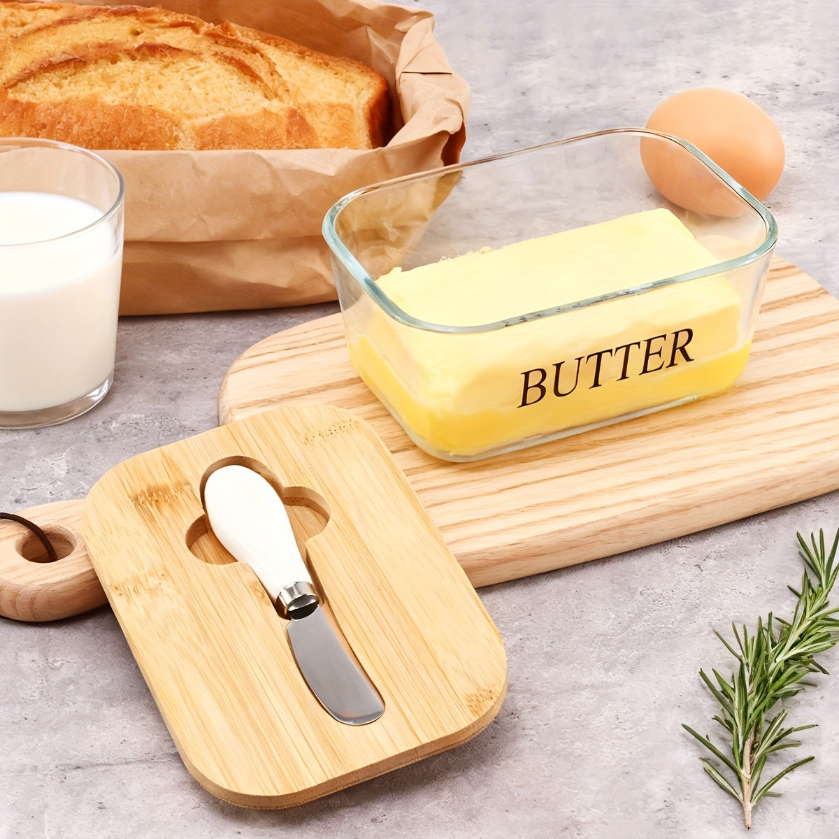 Large Glass Butter Dish with Lid Upgraded The Capacity to Holds 1lb of Butter Butter Keeper with Knife for Countertop and High-quality Seal Kitchen Decor and Gifts for Countertop and Refrigerator Door Shelf