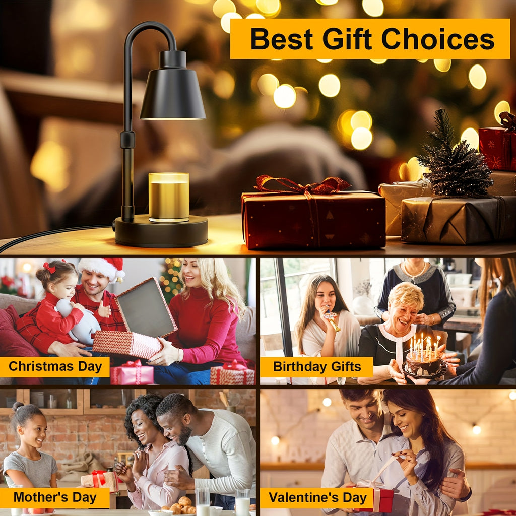 2025 New Adjustable Candle Warmer Lamp with Timer: Unique Metal Lamp for Warming Jar Candles And Wax Melts, Height Adjustable for Home And Bedroom Decor, Perfect As a Housewarming Gift Or Birthday Present for Moms (Bulbs Not Included)