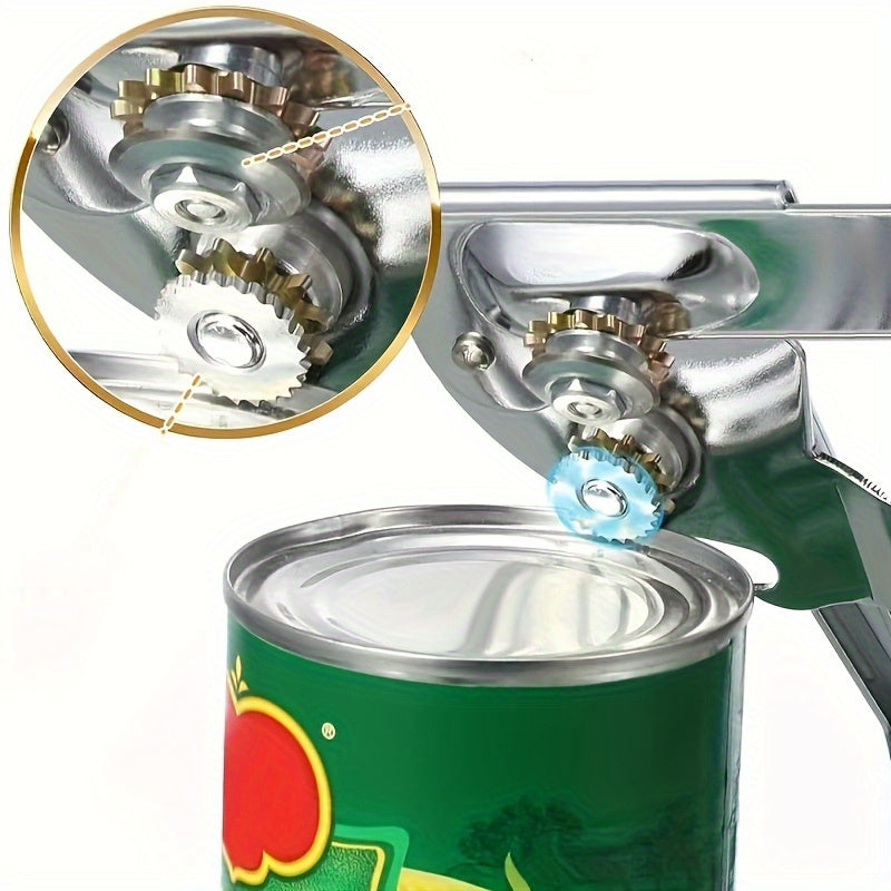 1pc, Manual Can Opener, Heavy-Duty Can Opener, Metal Structure with Extra Long Comfortable Handle, Easy-to-Use for large Knob, Suitable for Large Cans, for large Handheld Design