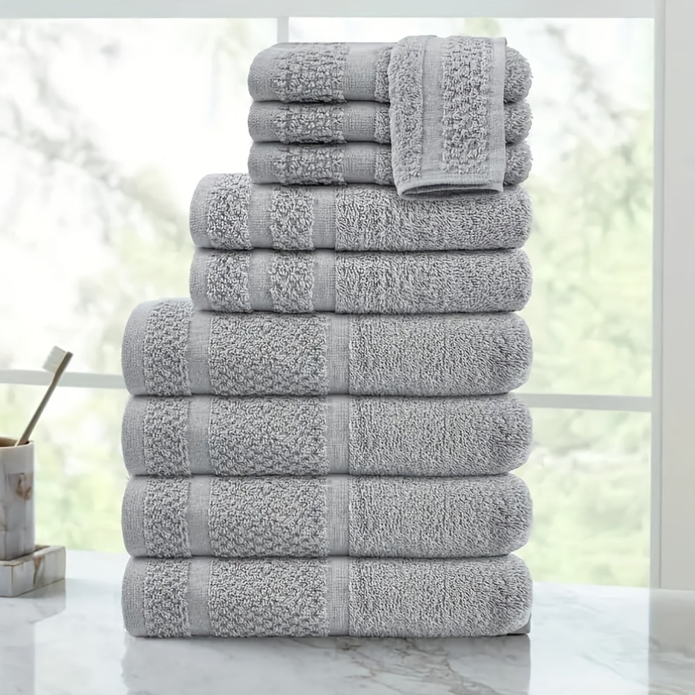 32pcs/16pcs/10pcs Bath Towel Set, 4pcs Bath Towels&2pcs Hand Towels&4pcs Washcloths, Solid Color, Cotton Towel, Absorbent, Quick-drying, Soft And Comfortable, Bathroom Supplies, Towels for Bathroom, Shower And Hotel