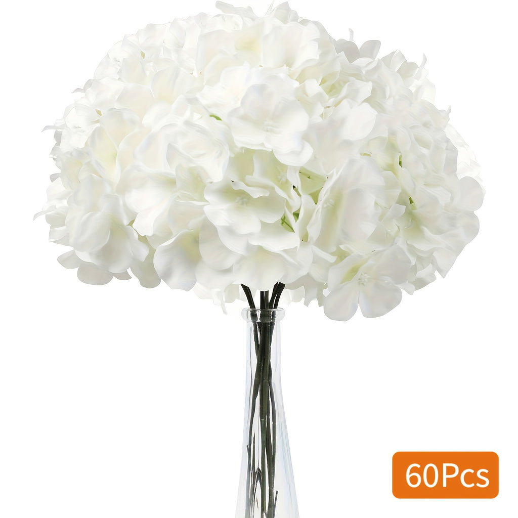 60 Pack Hydrangea Artificial Flowers Heads With Stems, Fake Hydrangea Flowers For Wedding Centerpiece Bouquets DIY Home Garden Party Decor