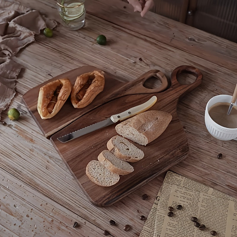 2pcs Walnut Wood Cutting Board Set - Heavy-Duty Reversible Chopping & Serving Board with Hanging Handle, Walnut Wood Grain - Heavy Thick Suitable for Meat, Bread, Cheese Prep - Holiday Gift (Christmas, Mother' Day)