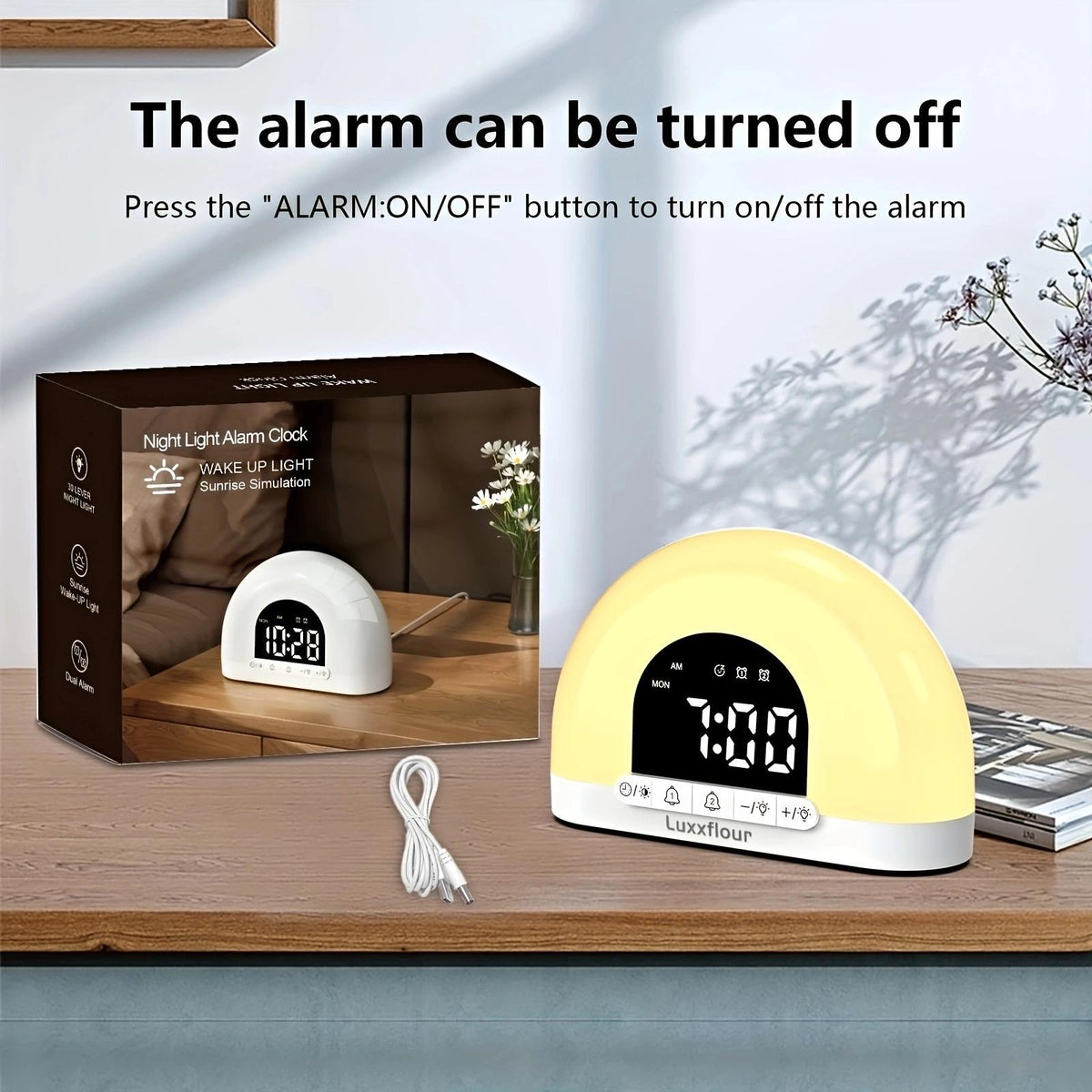 Luxxflour Sunrise Alarm Clock Light Atmosphere Lamp Dual Alarm Clock and Weekday Mode