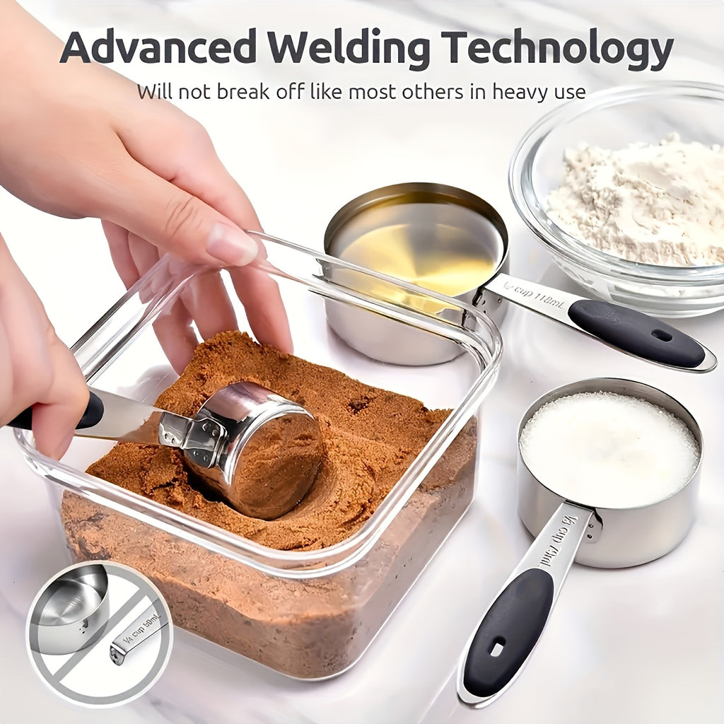8pcs Measuring Cups/ 9pcs Measuring Spoons/ 17pcs Measuring Cups + Measuring Spoons Are Suitable For Both Dry And Liquid Ingredients - Very Suitable For Kitchen Tools, Kitchen Supplies, And Kitchen Accessories For Cooking And Baking.