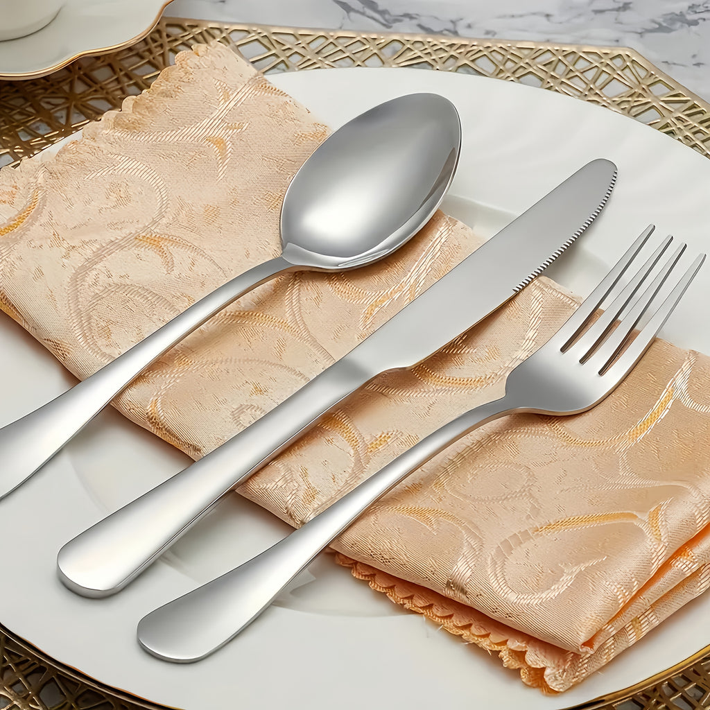 60/20pcs Stainless Steel Silverware Set - Heavy Duty Commercial Silverware for Restaurants, Weddings & Home | Dishwasher Safe, Rust-Proof, Non-Toxic | Bulk Kitchen Tableware with Gift Box The Best Gifts for Thanksgiving And Christmas