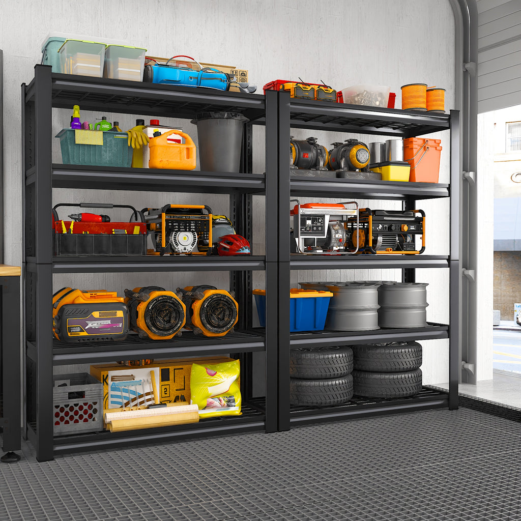 72''H Storage Shelves Heavy Duty Shelving 2000LBS Garage Shelving 5 Tier Metal Shelves for Garage Shelves 35.5"W X72"H X 15.8"D, Adjustable Shelving Unit for Basement Pantry Utility Rack Shelf, Kitchen Standing Rack/ Kitchen Standing Baker's Rack