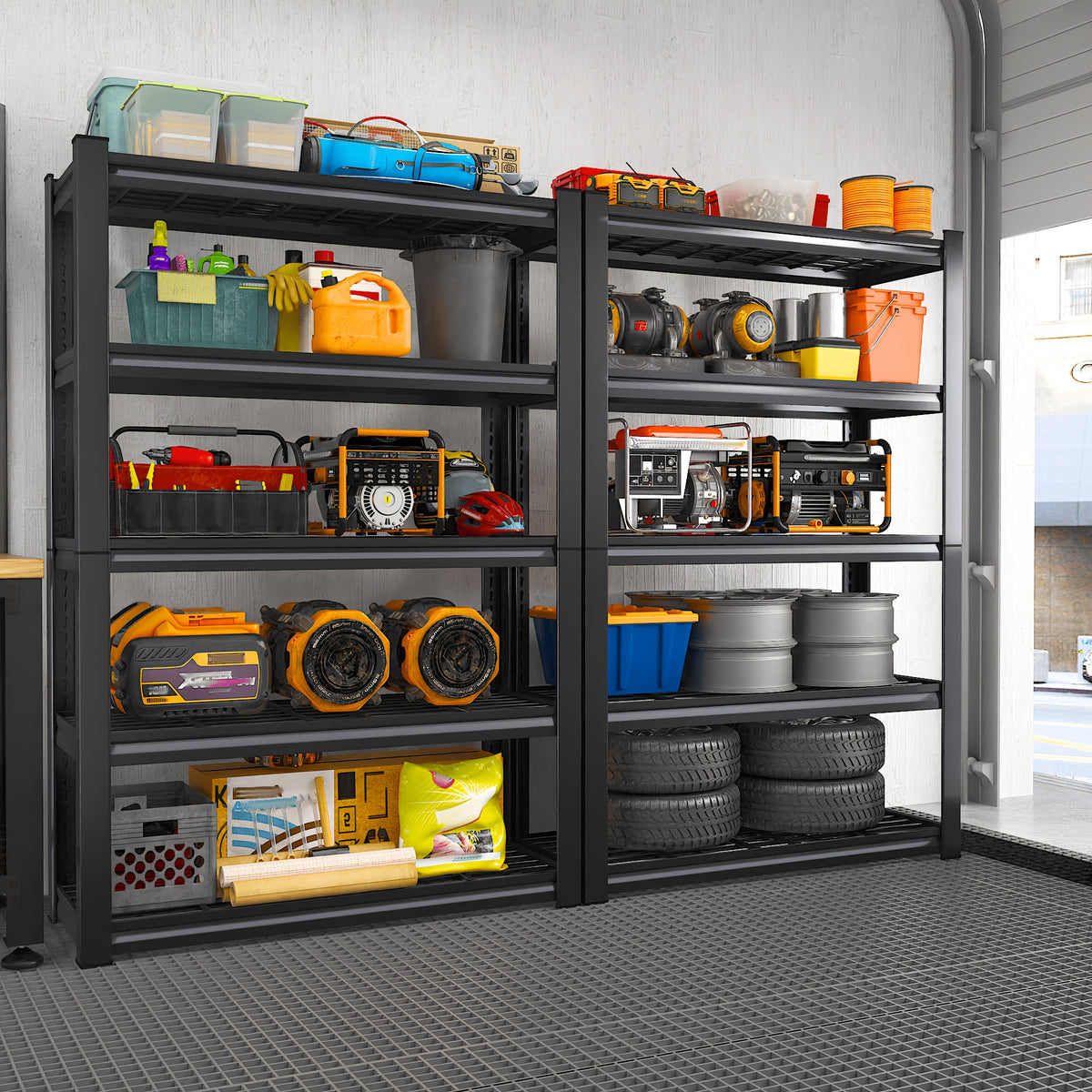 72''H Storage Shelves Heavy Duty Shelving 2000LBS Garage Shelving 5 Tier Metal Shelves for Garage Shelves 35.5"W X72"H X 15.8"D, Adjustable Shelving Unit for Basement Pantry Utility Rack Shelf, Kitchen Standing Rack/ Kitchen Standing Baker's Rack