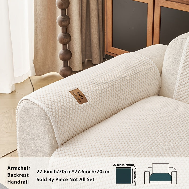 [Plush Sofa Cover] 1pc Bohemian Plush Sofa Cover with Cushion Compatible for Sofa Types, Fit Sofa Cover Suitable for Single/Double/Triple/Quad Sofas, Machine Washable Pet-Friendly Cover for Cats & Dogs, Warm Cushion Pad for