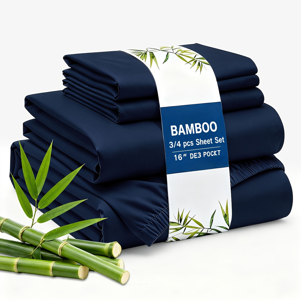 3/4pcs Cooling Bamboo Fiber Sheet Set - 16-Inch Extra-Deep Pocket Sheets - Luxuriously Soft, Hotel-Style Cooling Bedding - Ideal for Hot Sleepers, Wrinkle- And Shrink-Resistant Twin, Full, Queen, And King Sizes