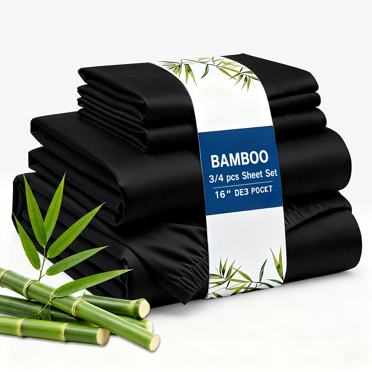 3/4pcs Cooling Bamboo Fiber Sheet Set - 16-Inch Extra-Deep Pocket Sheets - Luxuriously Soft, Hotel-Style Cooling Bedding - Ideal for Hot Sleepers, Wrinkle- And Shrink-Resistant Twin, Full, Queen, And King Sizes