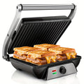 Electric Panini Press Grill, 3-in-1 Indoor Sandwich Maker with Nonstick Cooking Plates, 180-Degree Opening Design and Grease Tray for Home Kitchen Meals