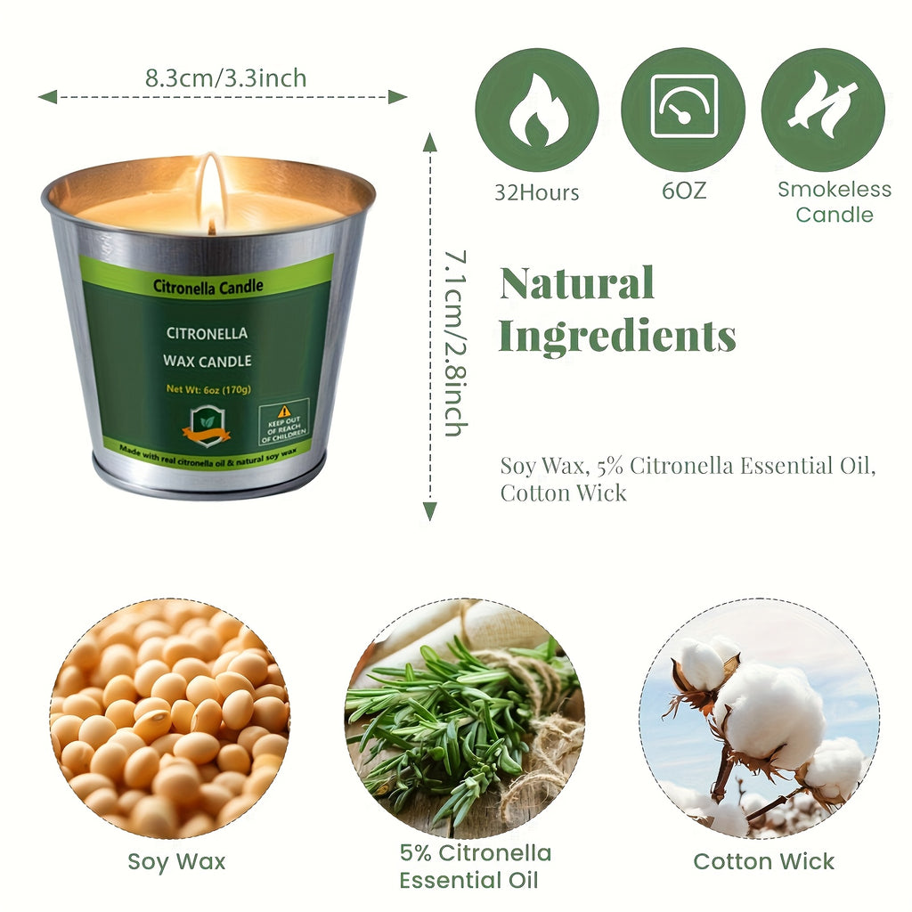 4pcs Citronella Candles Outdoor, 6oz Pack Of 4 128 Hours Burning, Citronella Candles Set Outside for Party Hiking Camping Patio BBQ Deck Lanai Garden Yard Home, Home Decor, Father's Day Gift