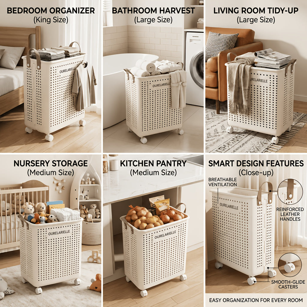 One Large Foldable Laundry Basket Without Cover - Imitation Leather, Hand Wash, Solid Color, Versatile Portable Laundry Basket with Wheel for Bathroom And Balcony Storage, Laundry Baskets