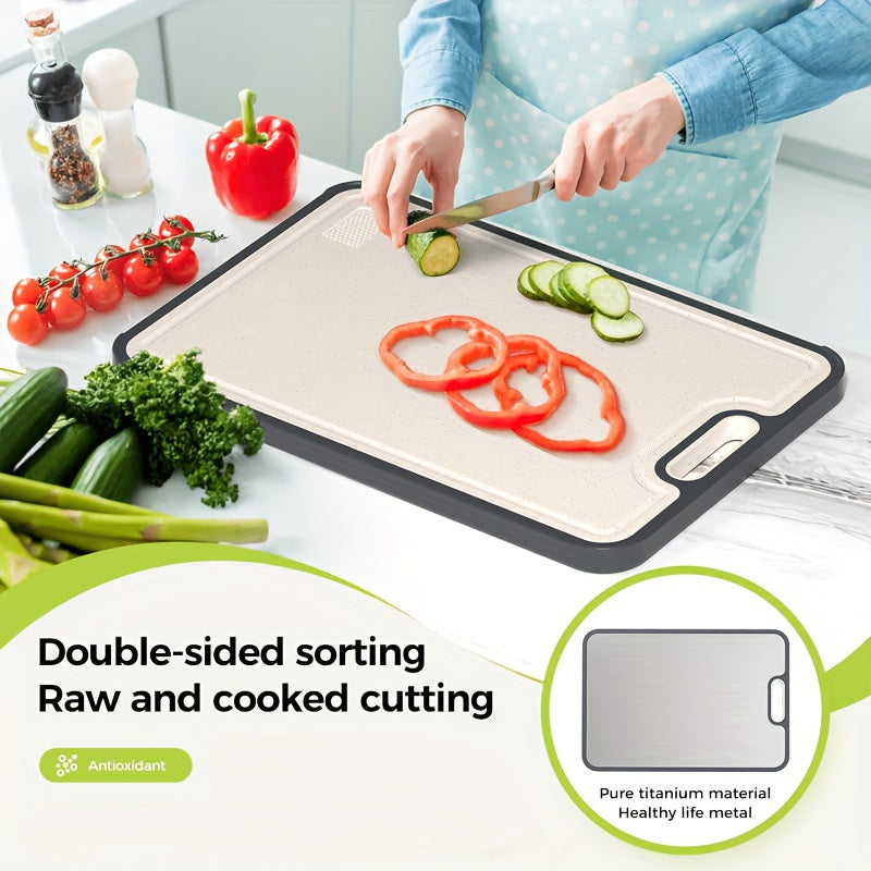 Kitchen Titanium Cutting Board, Double-Sided Food-Grade Cutting Board, Pure Titanium And Wheat Straw PP, Easy to Clean, Large Size 17" X 11.5"
