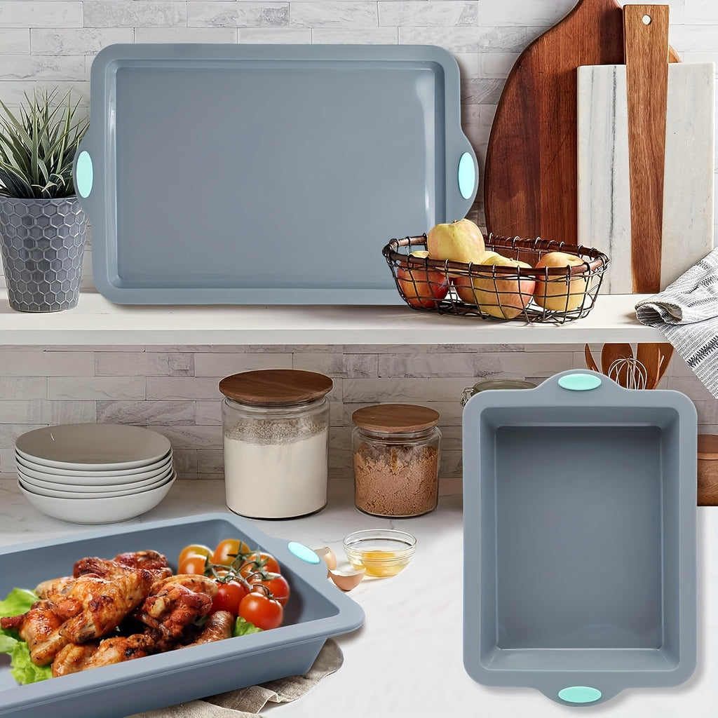 Silicone Baking Pans Set, 4 Pieces Nonstick Bakeware Set With Baking Pans, Baking Sheets, Cookie Sheets, Cake Pan With Grips And Metal Reinforced Frame More Strength