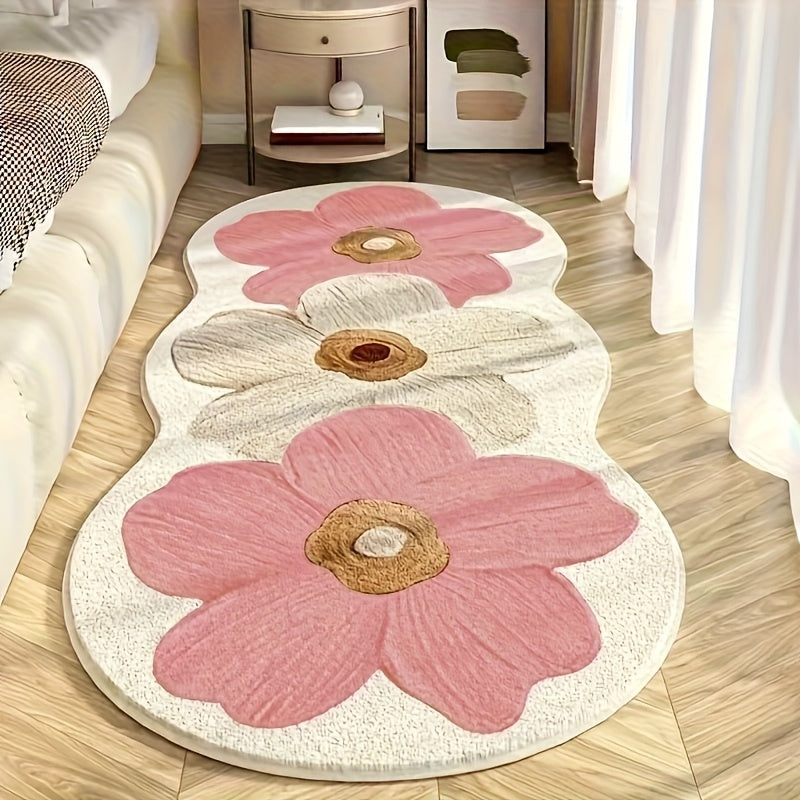 Luxury Soft Plush Mat - Navy Blue/Brown Floral Mat with Non-Slip Backing, 10Mm Thick Mat for Bedside, Living Room, Corridor - Machine Washable Mat, Light Luxury Decorative Mat, Suitable for Study Rooms And Cloakrooms, Rugs for Living Room, Bedroom