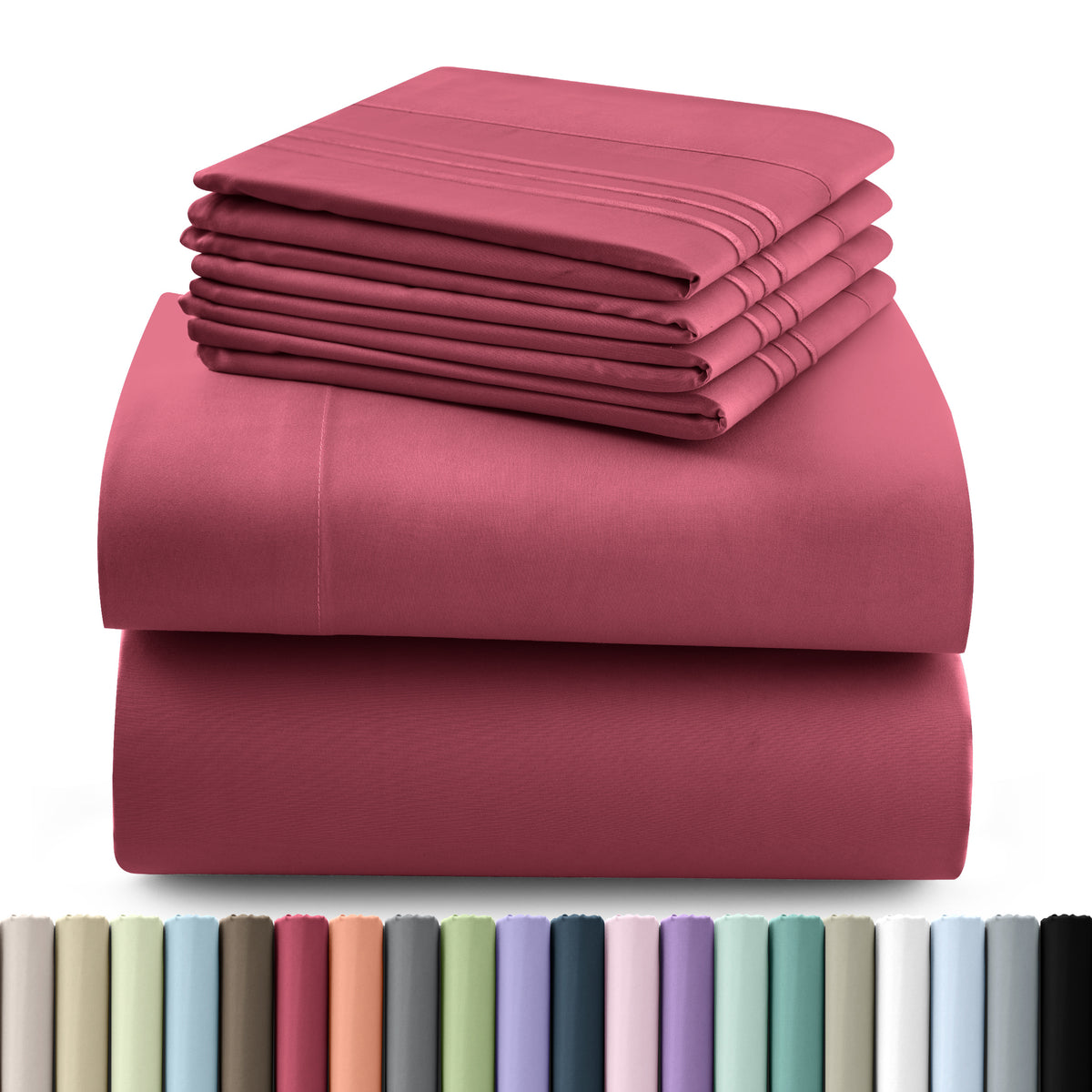 Hannah Bedding Sheet Set - 6 PC Brushed 100% polyester Bed Sheets 16 Inches Deep Pockets - Embroidered & Plain Pillowcases - Hotel Luxury Sheets Bed Set - Soft Bedding Sheets