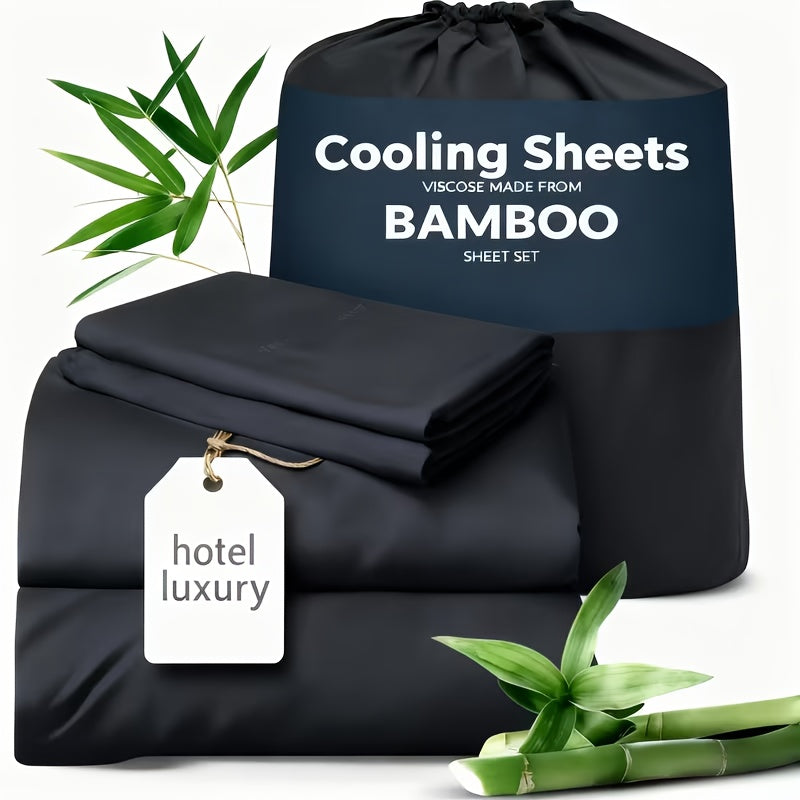 3/4pcs Cooling Sheets Set - Bamboo Bed Sheets Set Queen Size - Luxury Fitted Sheet Set - 1660TC Ultra Soft Children Sheet & Pillowcase Sets - Deep Pockets - Unmatched Comfort & Softness Sleep - Perfect Fit for All Beds Set - Include Random Color