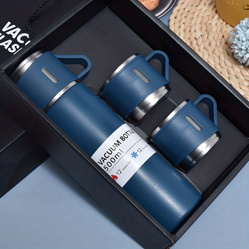 1 hot water bottle, metal vacuum cup, portable coffee cup and hot water bottle combination, suitable for RV and outdoor exploration, gift thermos, cup