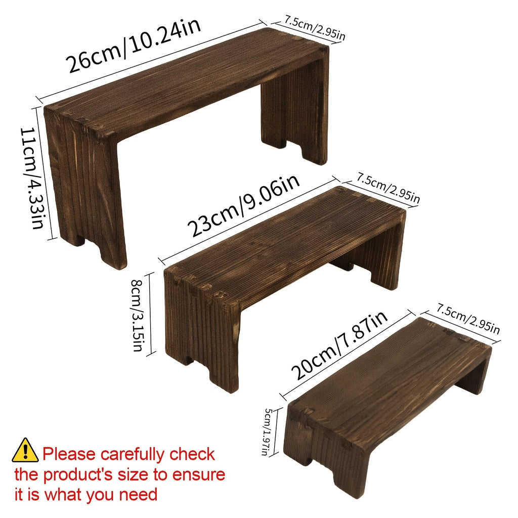 Three-Tier Wooden Display Rack - a Modern Rectangular Home Decor Storage Shelf, a Space-Saving Tabletop Organizer