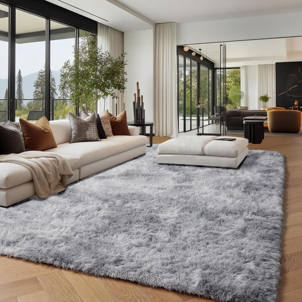 Extra Large Fluffy Shaggy Rug Suitable for Living Room Bedroom Carpet - Plush Soft Modern with Shag Carpet, Machine Washable Black Fuzzy Rug Suitable for Playroom,, Cozy Indoor Decor for Christmas Gift
