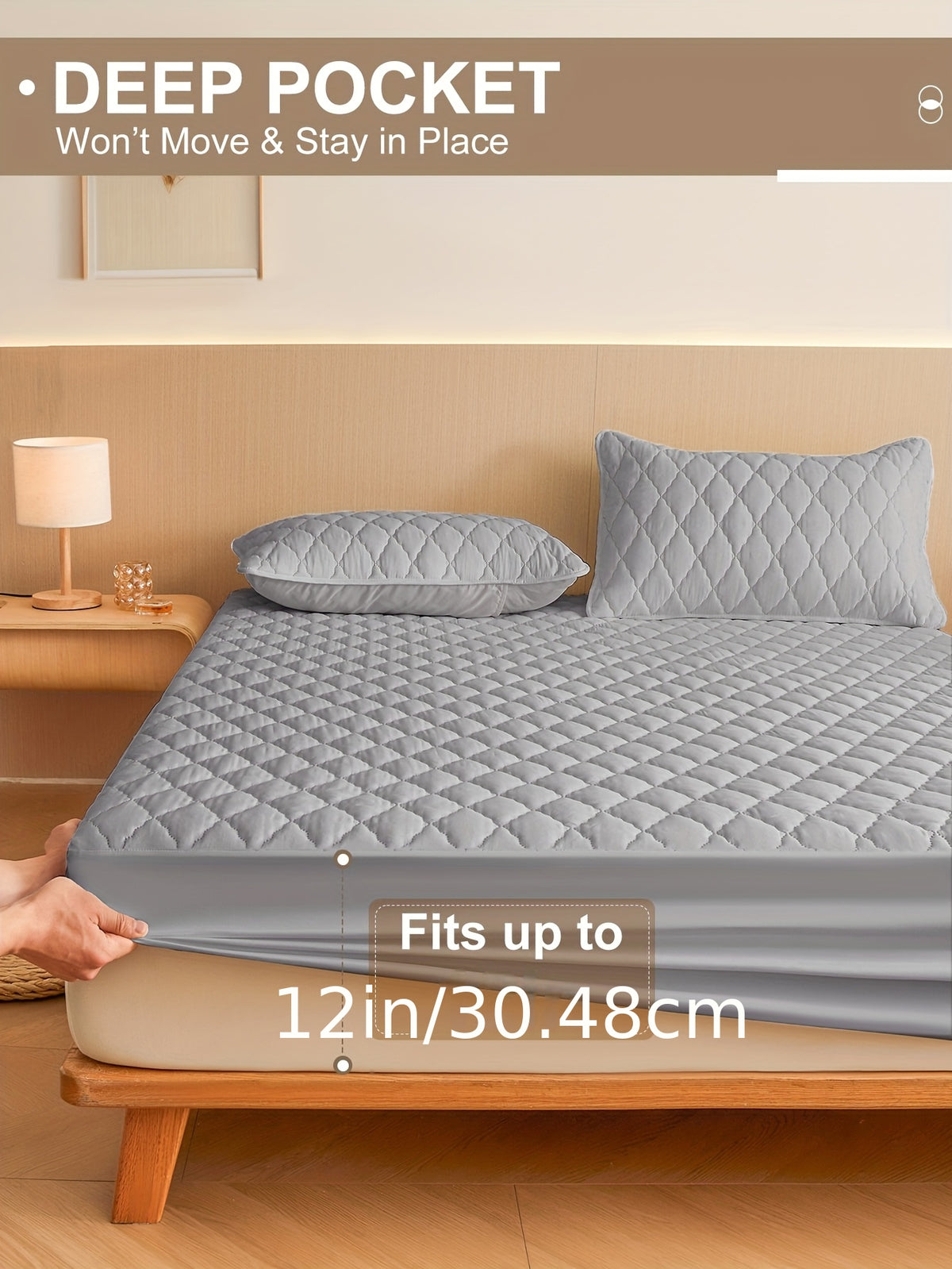 1pc High Quality Mattress Protector with Embossed Design - 11.8-inch Thickened Fitted Cover for Twin/Full/XL/King Beds (Excludes Pillowcases), Bedding Essential In Solid Color, Minimalist Bedroom Must-have