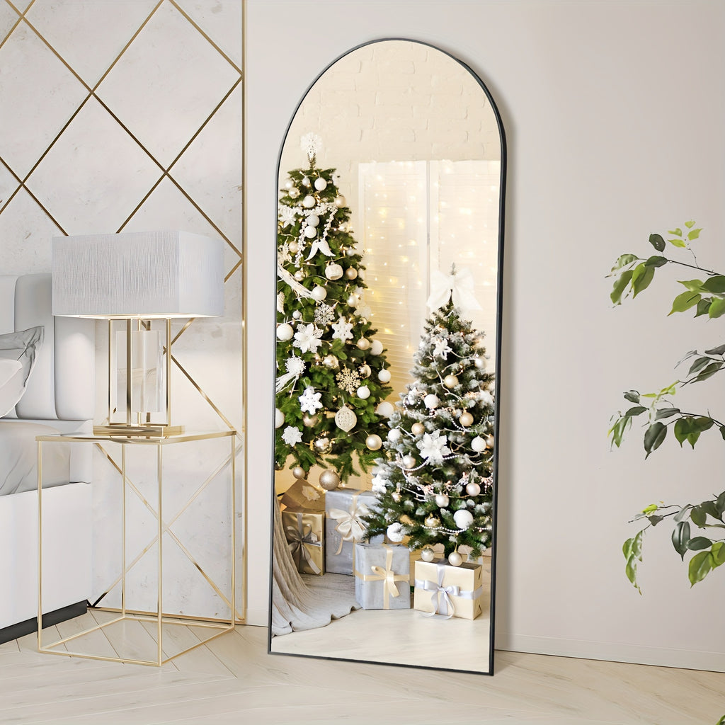 Arched/Rect Full Length Mirror, Full Body Mirror with Stand, Freestanding, Hanging or Leaning for Wall, Steel Alloy Thin Frame Floor Standing for Hotels and Bathrooms