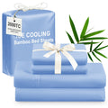 Cooling Sheet Set with Envelope Pillowcases, 4-Piece Breathable Bedding with Extra Deep Pocket Fitted Sheet in Twelve Colors for Twin Full Queen King