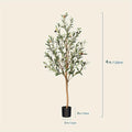 Faux Olive Tree with Natural Wood Trunk and Black Pot, 4 to 7 Foot Artificial Plant with Lifelike Fruits for Living Room, Bedroom and Office Decor