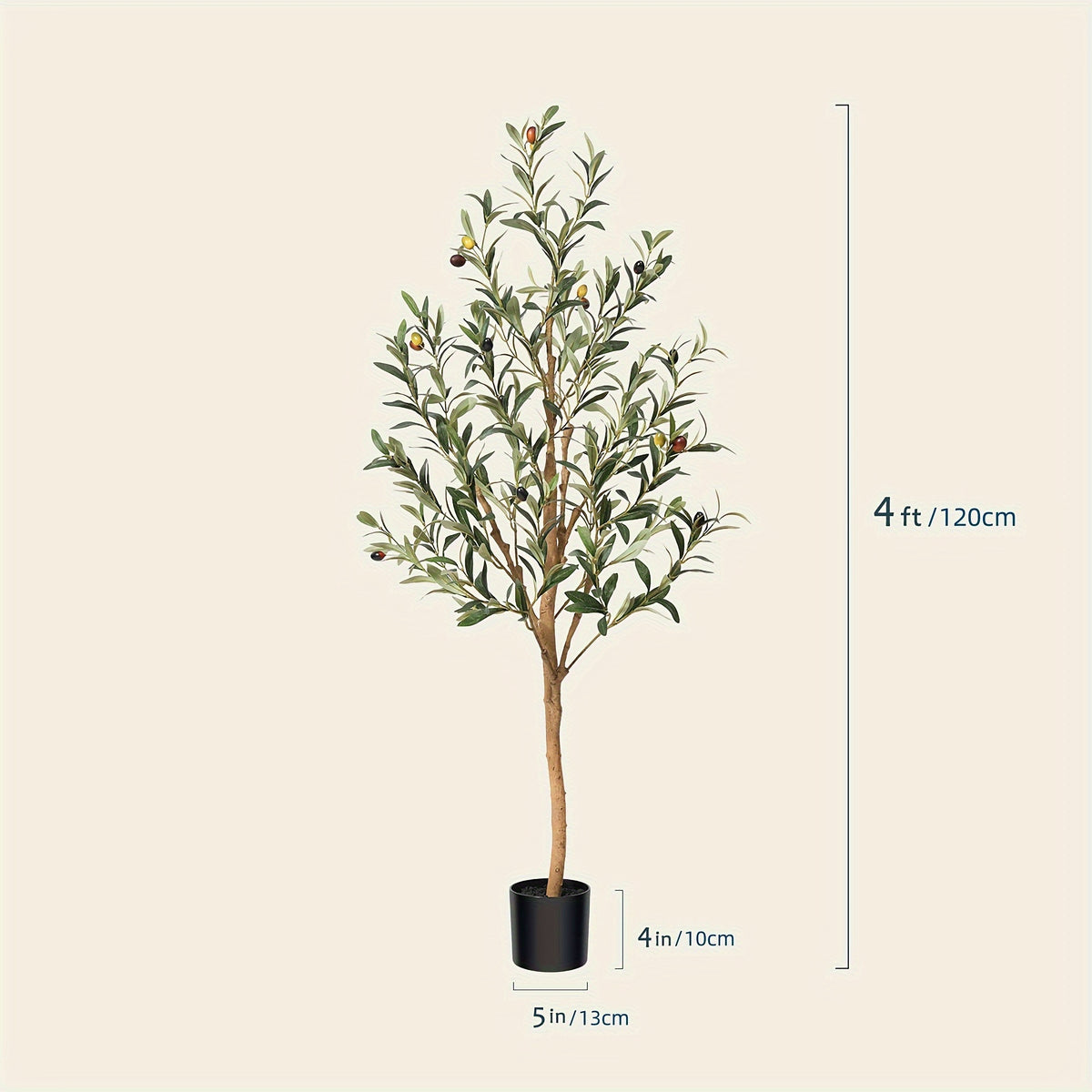 Artificial Olive Tree - Potted Faux Silk Plant with Natural Wood Trunk And Lifelike Fruits - Perfect for Home, Office, Outdoor And Holiday Decor