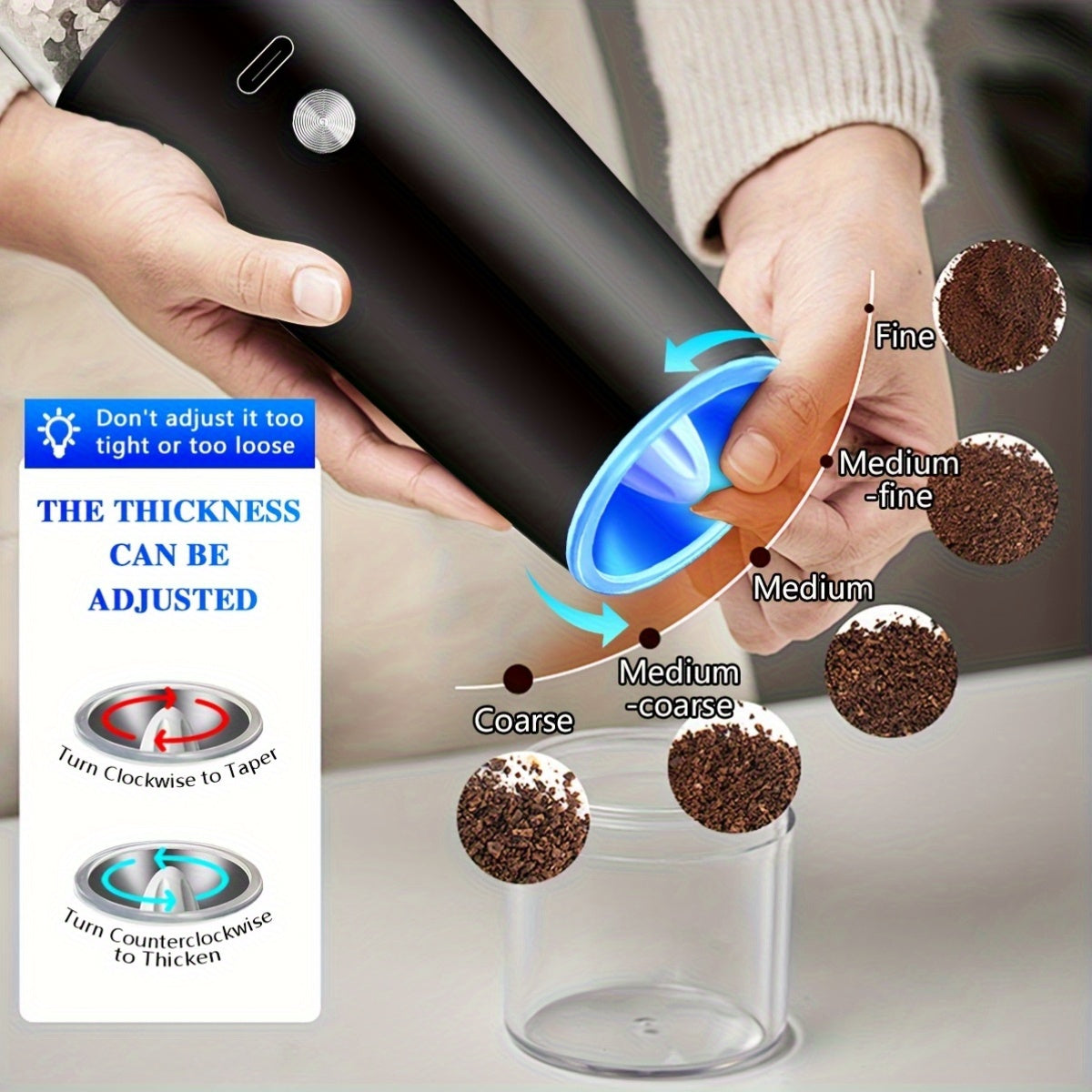 2pcs USB Rechargeable Salt And Pepper Grinder Electric Salt And Pepper Mill & Adjustable Coarseness Automatic Salt Grinders Spice Shakers with LED Light One Hand Operation