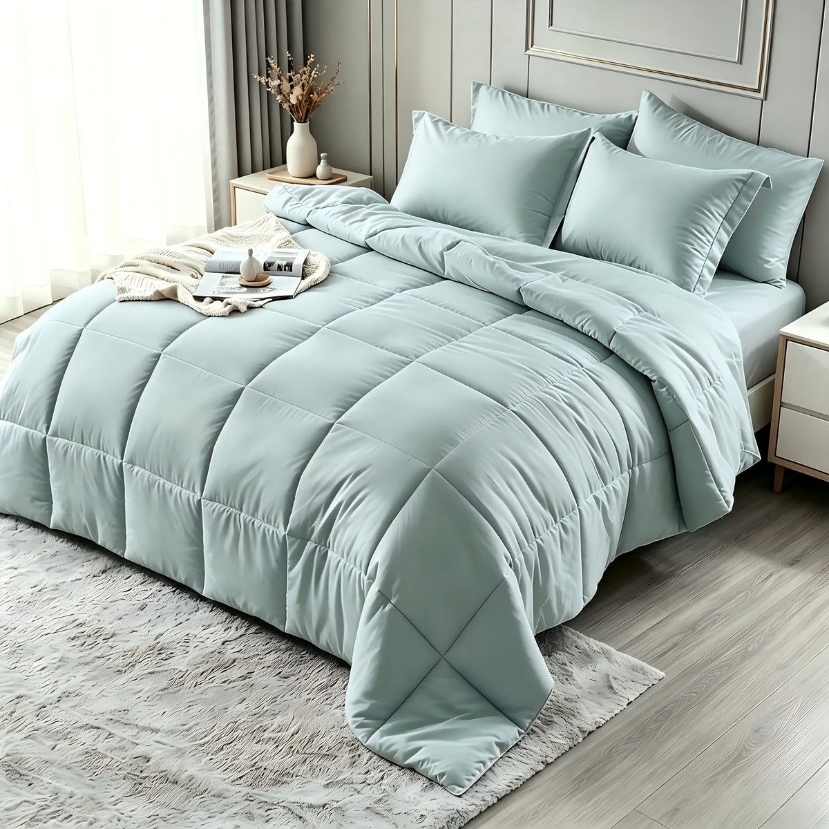 2/3pcs Bed Sheet Sets Queen Size, Double-Sided Tech Fabric, All-Season Comforter-Soft Breathable Quilt for Hot Sleepers & Night Sweats-Bedroom & Camping Use-for Couples & Solo User, 1 Comforter, 1/2 PillowCases, Bedding, Random Color