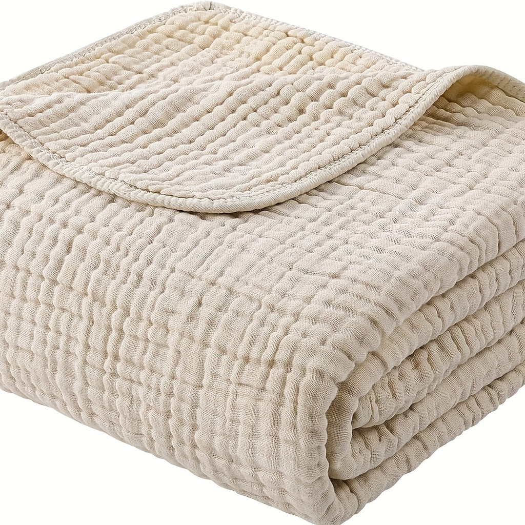100% Cotton Muslin Blanket 6 Layer, Soft Morandi Color Gauze Blanket for Couch & Bed, Lightweight & Breathable Blanket for All Season, Machine Washable