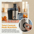 Centrifugal Juice Extractor with 3 Inch Wide Feed Chute, 2-Speed Electric Fruit and Vegetable Juicer with 0.52 Quart Juice Cup and 54 oz Pulp Container