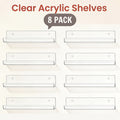 Clear Acrylic Floating Shelves, 15 x 4 Inch Wall Display Organizers, 8 or 16 Pack for Bathroom, Bedroom, Living Room and Kitchen Storage