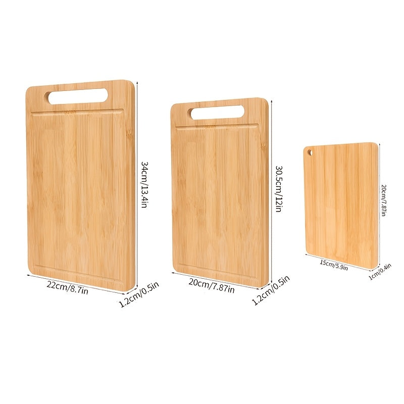 Bamboo Cutting Board - Double-sided Cutting Board, Vertical Kitchen Cutting Board, Kitchen Small Tool, 1/3pcs Set With Juice Trough, Suitable For Cutting Meat, Vegetables, Bread And Wooden Cutting Board