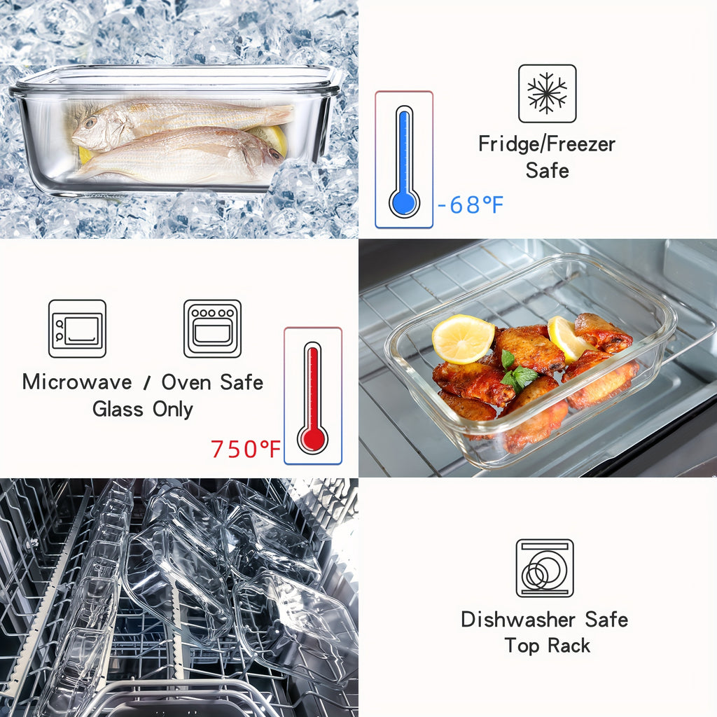 24pcs (12 Lids+12 Glass Bowl) Borosilicate Glass Food Storage Containers with Airtight Lids, Ideal for Meal Prep, Lunches - Microwave and Dishwasher Safe