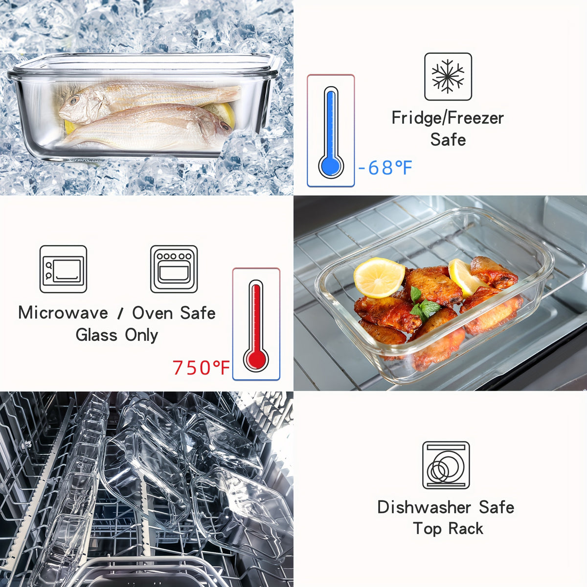 24pcs (12 Lids+12 Glass Bowl) Borosilicate Glass Food Storage Containers with Airtight Lids, Ideal for Meal Prep, Lunches - Microwave and Dishwasher Safe