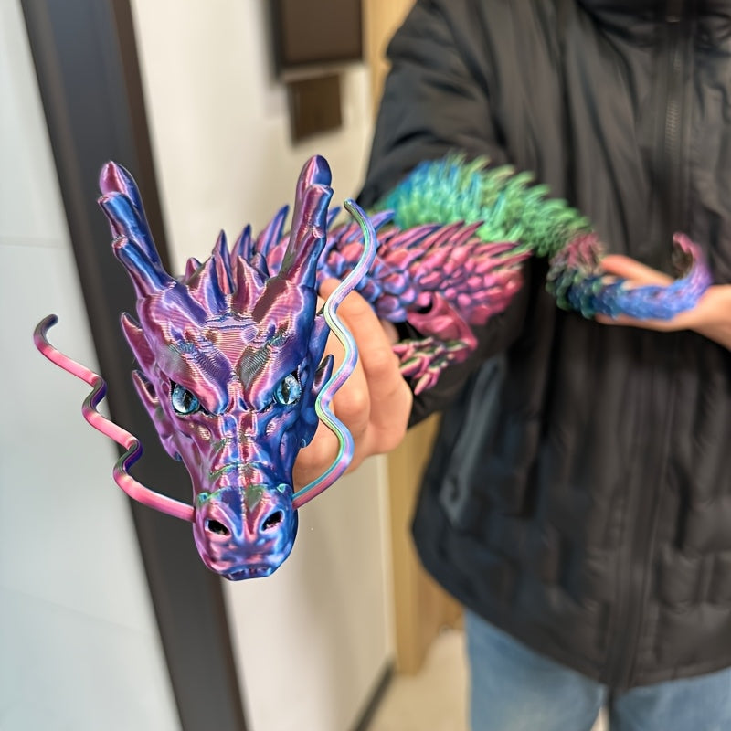 35.4" Giant Poseable 3D Printed Chinese Dragon Collectible Figurines | Articulated Joints Fantasy Decor, Flexible Desk Sculpture for Home/ Office/ Car Decor | Unique Mother's Day & Father's Day Gifts for Mom Dad, Perfect for Collectors from US Stock