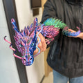 Poseable Dragon Collectible, 35.43-Inch 3D Printed Chinese Dragon Figurine with Articulated Joints and Four Color Options for Home Office Fantasy Decor