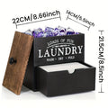 Wooden Dryer Sheet Holder with Drawer and Lid, Farmhouse Laundry Room Organizer for Wall Mount or Countertop Storage in Black and White Options